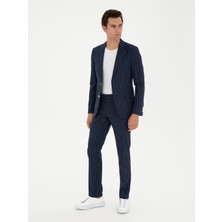 Cacharel Dark Navy Slim Fit Wool Linen Blend Suit
