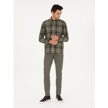 Cacharel Khaki Slim Fit Cotton Blend Canvas Trousers