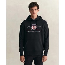 Gant Men's Black Regular Fit Hooded Logo Sweatshirt