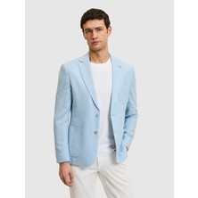 Cacharel Light Blue Slim Fit Wool Silk Blend Blazer