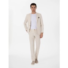 Cacharel Ecru Slim Fit Linen Blend Suit