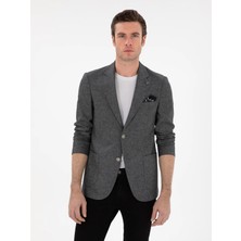 Cacharel Anthracite Slim Fit Linen Blend Blazer