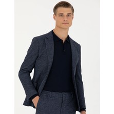 Cacharel Navy Extra Slim Fit Wool Cashmere Blend Striped Blazer