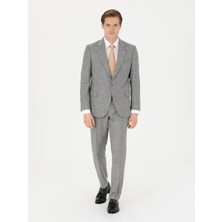 Cacharel Grey Slim Fit %100 Wool Micro Patterned Suit