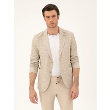 Cacharel Beige Slim Fit Cotton Blend Blazer