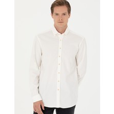 Cacharel Ecru Regular Fit Long Sleeve Velvet Shirt