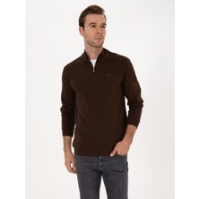 Cacharel Dark Brown Regular Fit Half-Zip Sweatshirt