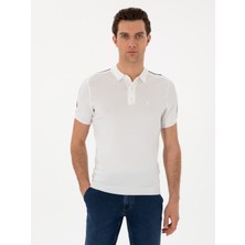 Cacharel White Slim Fit Polo Collar Knit T-Shirt