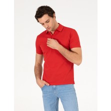 Cacharel Pomegranate Blossom Polo Collar Slim Fit Basic Mercerized T-Shirt