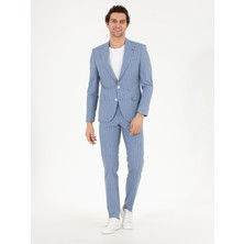 Cacharel Blue Striped Slim Fit Suit