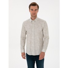 Cacharel Beige Slim Fit 100% Cotton Shirt