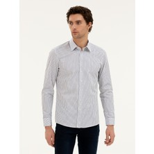 Cacharel Navy Slim Fit Cotton Striped Shirt