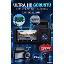 Mobixom CK06 3 Kanallı 1680X960 Hd Araç Kamerası 1.97 Inç Ekran Gece Görüşlü Park Modlu