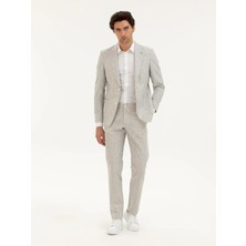 Cacharel Light Grey Slim Fit Linen Blend Tailored Trousers