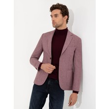 Cacharel Dusty Rose Slim Fit Wool Blend Micro Patterned Blazer