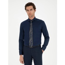 Cacharel Navy Slim Fit Long Sleeve Basic Shirt