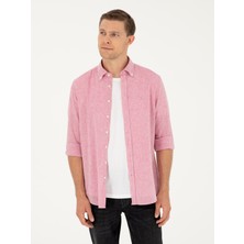 Cacharel Red Slim Fit Linen Blend Shirt