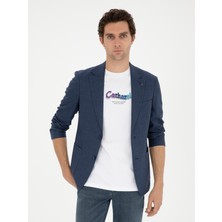 Cacharel Navy Slim Fit Linen Blend Sport Coat