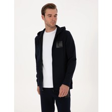 Cacharel Navy Regular Fit Cotton Blend Full-Zip Sweatshirt