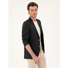 Cacharel Black Slim Fit %100 Linen Blazer