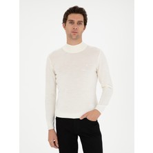 Cacharel White Slim Fit Wool Blend Half Turtleneck Basic Knit Sweater
