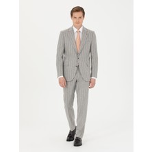Cacharel Light Grey Slim Fit Wool Cashmere Blend Striped Suit