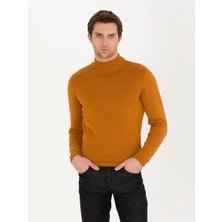 Cacharel Cinnamon Slim Fit Cotton Blend Mock Neck Basic Knit Sweater
