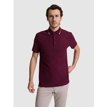 Cacharel Burgundy Slim Fit Polo Collar T-Shirt