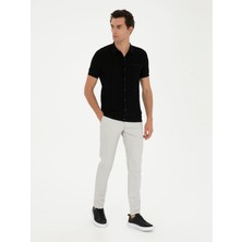 Cacharel Stone Slim Fit Elastic Waist Canvas Trousers