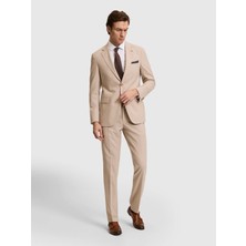 Cacharel Beige Slim Fit Wool Blend Micro Pattern Suit