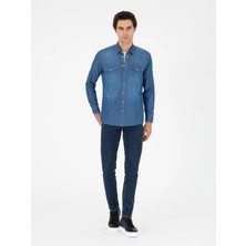 Cacharel Navy Slim Fit Cotton Blend Jeans