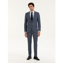 Cacharel Blue Slim Fit Plaid Suit