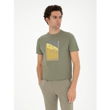 Cacharel Khaki Slim Fit Crew Neck T-Shirt