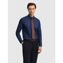Cacharel Navy Slim Fit Long Sleeve Basic Shirt