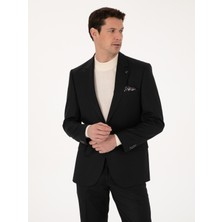 Cacharel Black Slim Fit Wool Blend Micro Pattern Classic Blazer