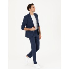 Cacharel Navy Slim Fit Wool Linen Blend Suit