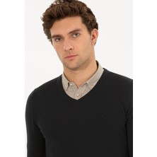 Cacharel Black V-Neck Basic Sweater