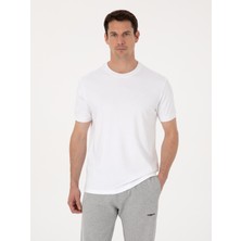 Cacharel White Regular Fit %100 Cotton Crew Neck Basic T-Shirt