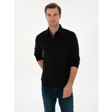Cacharel Black Regular Fit Cashmere Blend Polo Collar Sweatshirt