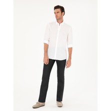 Cacharel Black Slim Fit %100 Linen Trousers