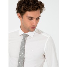 Cacharel Ecru Slim Fit Long Sleeve Basic Shirt