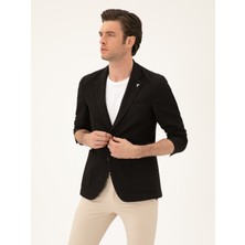 Cacharel Black Slim Fit Cotton Blend Blazer
