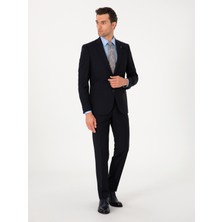 Cacharel Navy Slim Fit %100 Wool Notch Lapel Suit
