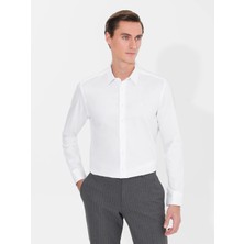 Cacharel White Slim Fit Long Sleeve Basic Shirt