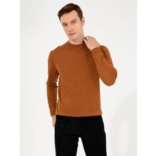 Cacharel Cinnamon Slim Fit Low Mock Neck Basic Knit Sweater