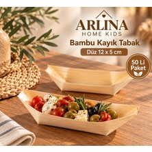 Arlina Home Kids 12*6 cm Bambu Kayık Sunum Tabağı 50 Li Paket