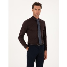 Cacharel Dark Brown Slim Fit Non-Iron Cotton Blend Classic Shirt