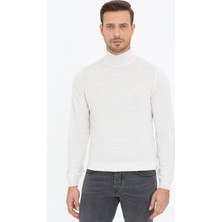 Cacharel Beige Regular Fit Half Turtleneck Basic Knit Sweater