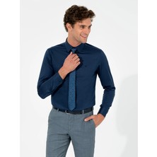 Cacharel Navy Slim Fit Long Sleeve Basic Shirt