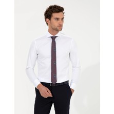 Cacharel White Slim Fit Long Sleeve Basic Shirt